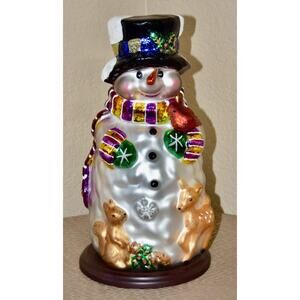 Thomas Pacconi Hand Blown and Hand Painted Christmas Holiday 14" Snowman